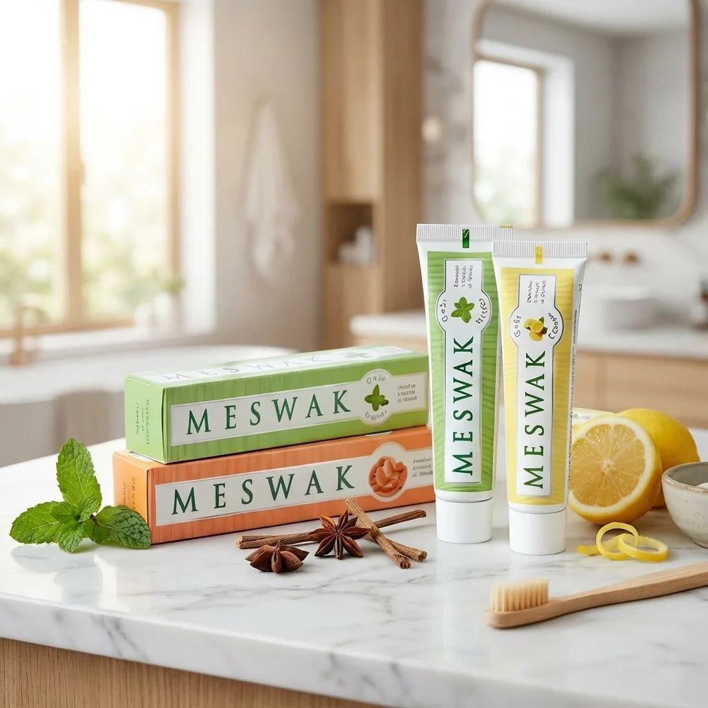 Dentifrice Meswak Ayurvédique Kerala Nature 3 saveurs menthe citron avec ingrédients naturels