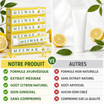 Dentifrice Meswak ayurvédique citron Kerala Nature comparé aux autres marques - tube blanc