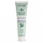 Tube dentifrice sauge bio 75ml argile eau thermale certification bio fond blanc