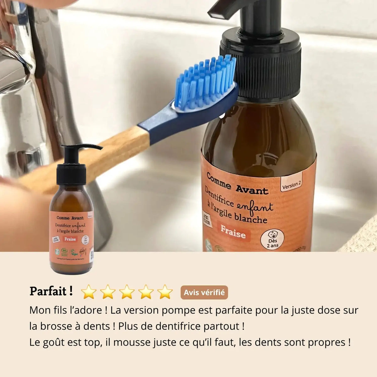 Les avis sur le dentifrice à l'argile blanche gout fraise de 180 ml Comme Avant