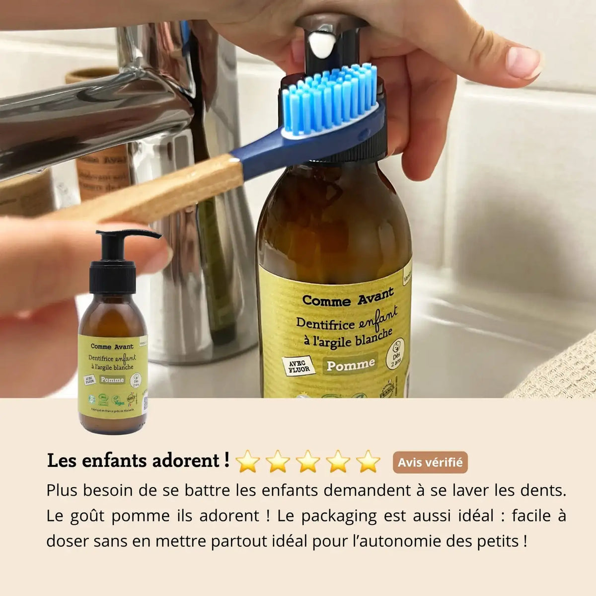 Les avis sur le dentifrice à l'argile blanche gout pomme de 180 ml Comme Avant