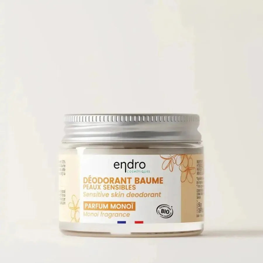 Un pot de déodorant baume au monoï de la marque Endro