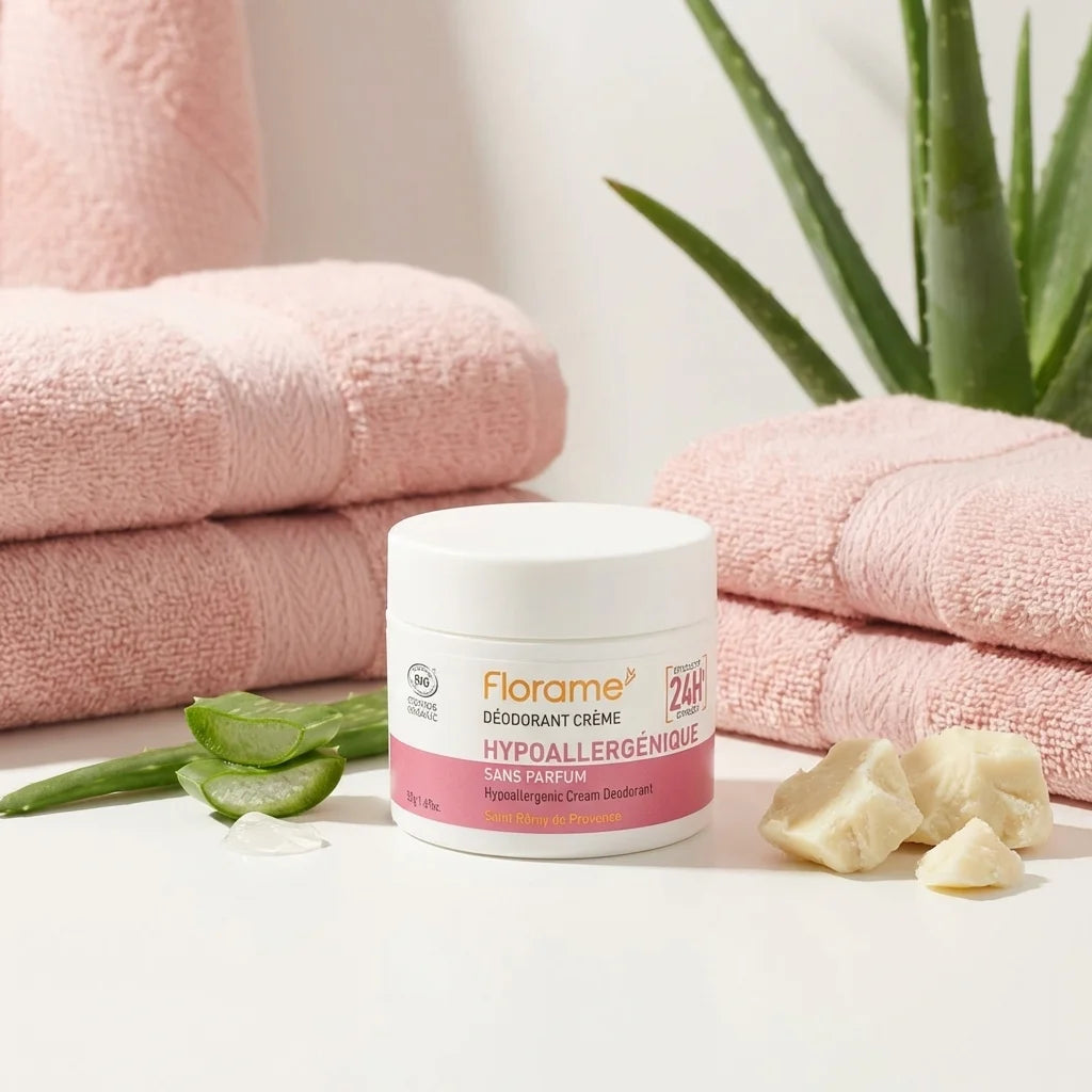 Déodorant crème hypoallergénique bio Florame 50g avec aloe vera et beurre de karité