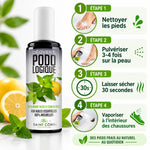 Déovert déodorant pieds chaussures 100ml avec guide d'utilisation en 4 étapes