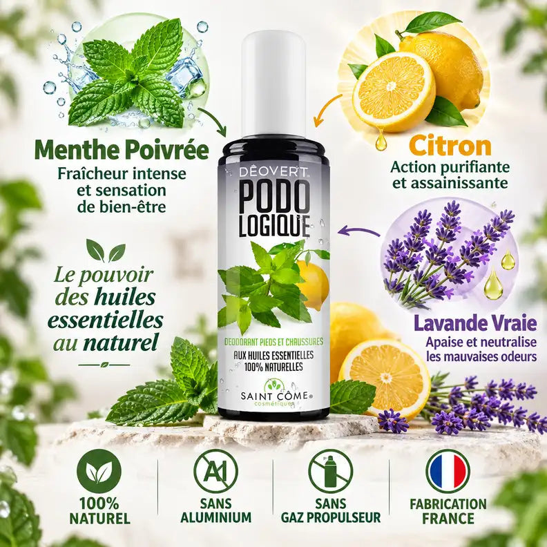 Déodorant Déovert 100ml spray pieds et chaussures menthe citron lavande naturel