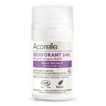 Déodorant Roll-on 24h Peaux Sensibles Bio Acorelle 50ml - Flacon blanc et violet