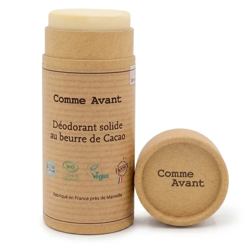 Déodorant solide bio Comme Avant au beurre de cacao 50g avec bouchon en liège