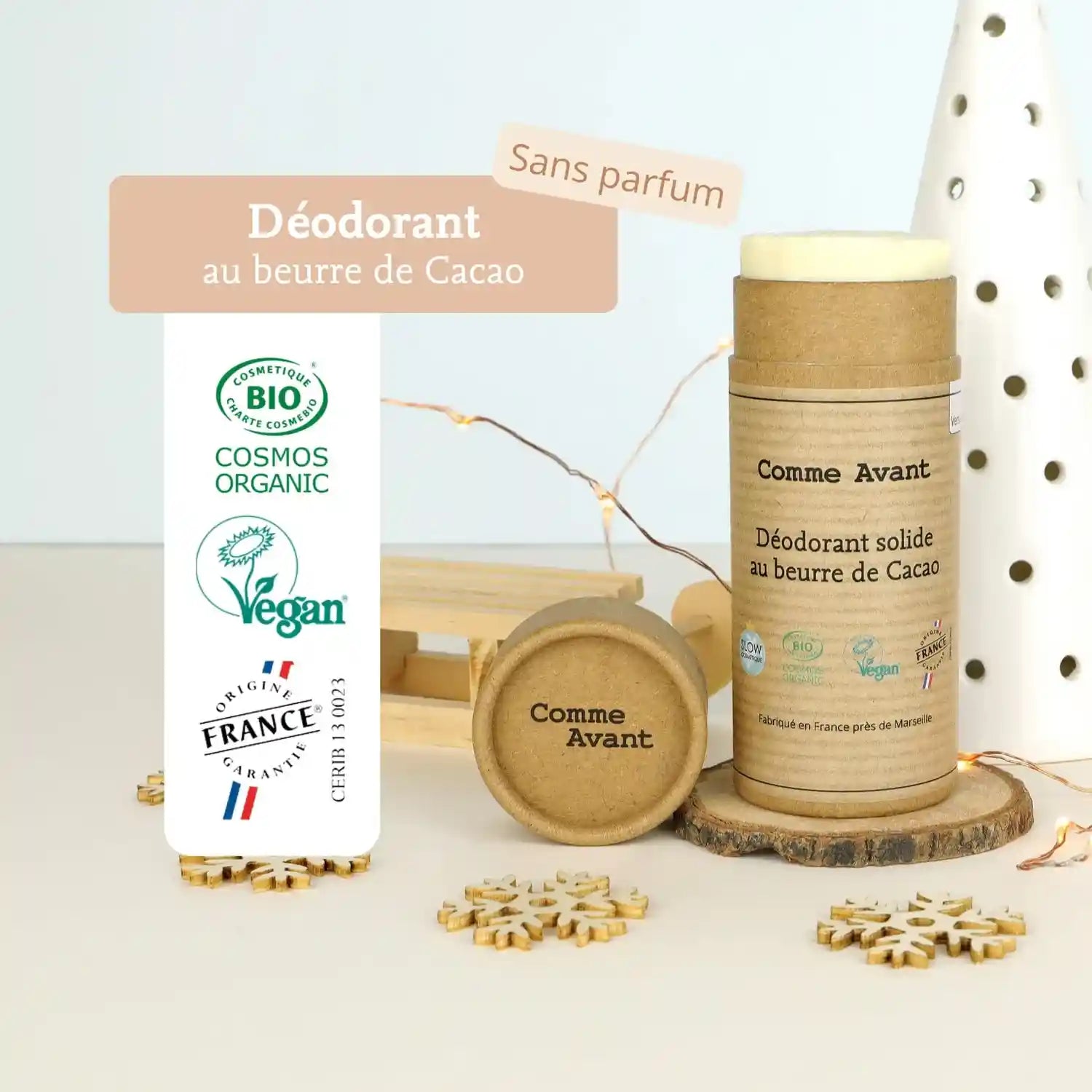 Les labels du déodorant solide de la marque Comme Avant