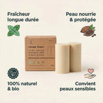 Déodorant solide Comme Avant beurre de cacao menthe poivrée 2x60g recharges bio naturel