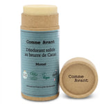 Déodorant solide Comme Avant beurre de cacao monoï 60g pot liège fond blanc
