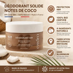 Déodorant solide Coco Endro 48h bio certifié en pot verre brun, fabrication artisanale Bretagne