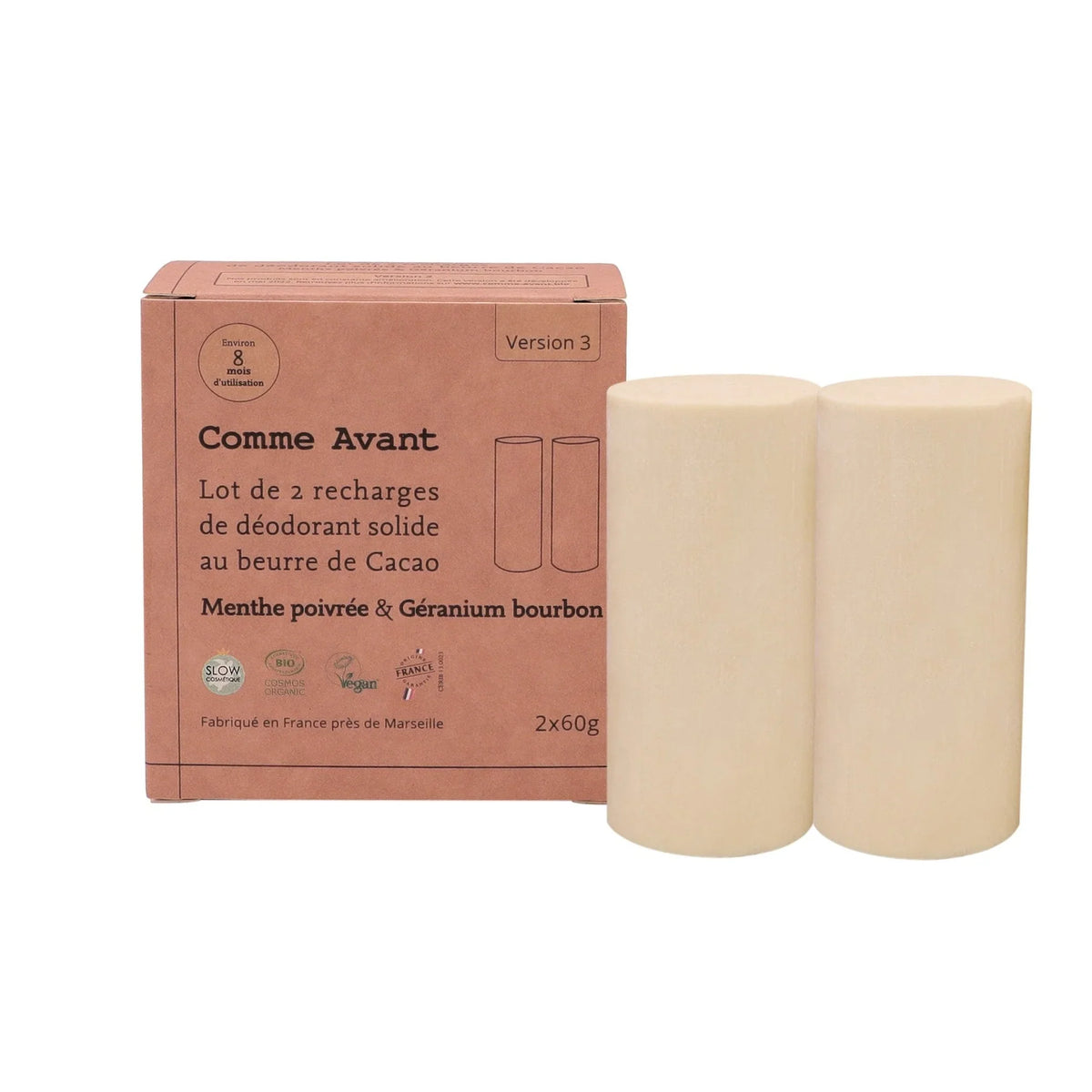 Déodorant solide bio menthe poivrée et géranium - Comme Avant