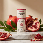 Déodorant solide Grenade 50g Pimpant avec fruits et feuilles botaniques sur marbre blanc