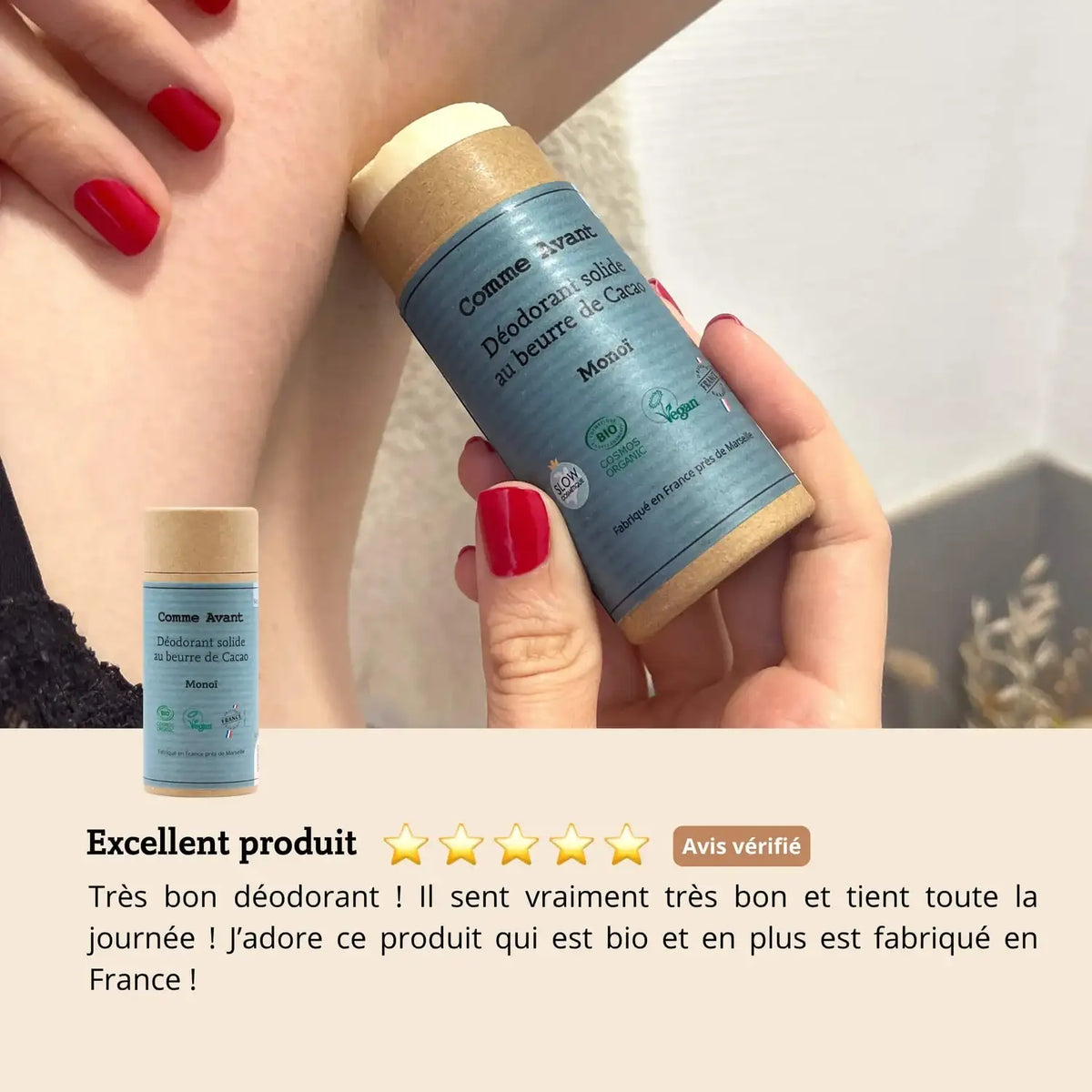 Les avis sur le déodorant solide monoï de la marque Comme Avant