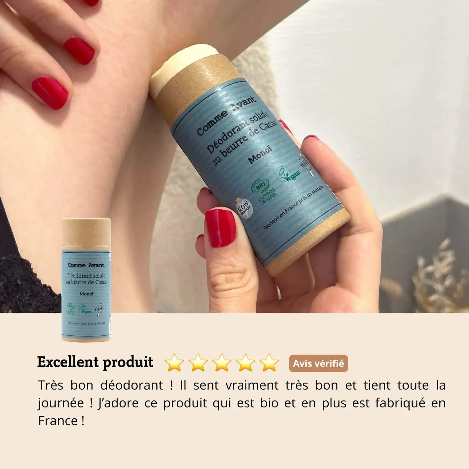 Les avis sur le déodorant solide monoï de la marque Comme Avant