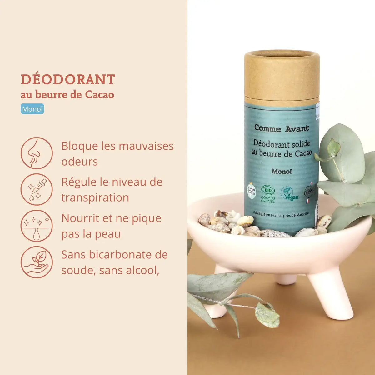 Les bienfaits du déodorant solide monoï de la marque Comme Avant