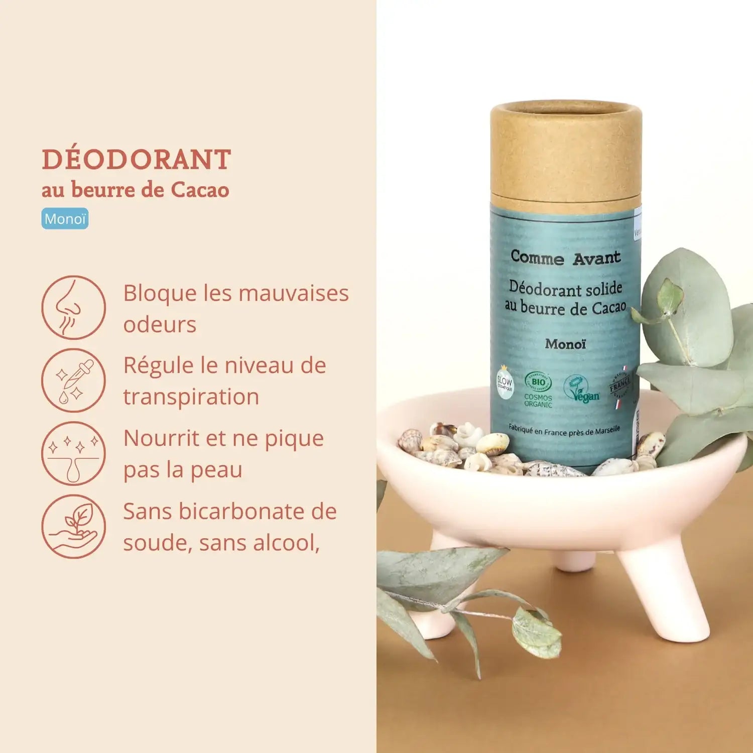 Les bienfaits du déodorant solide monoï de la marque Comme Avant