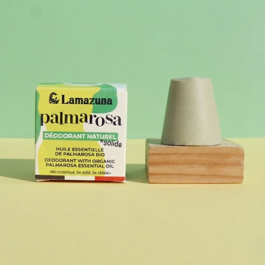 Déodorant naturel solide Palmarosa à l'huile essentielle de palmarosa bio de Lamazuna