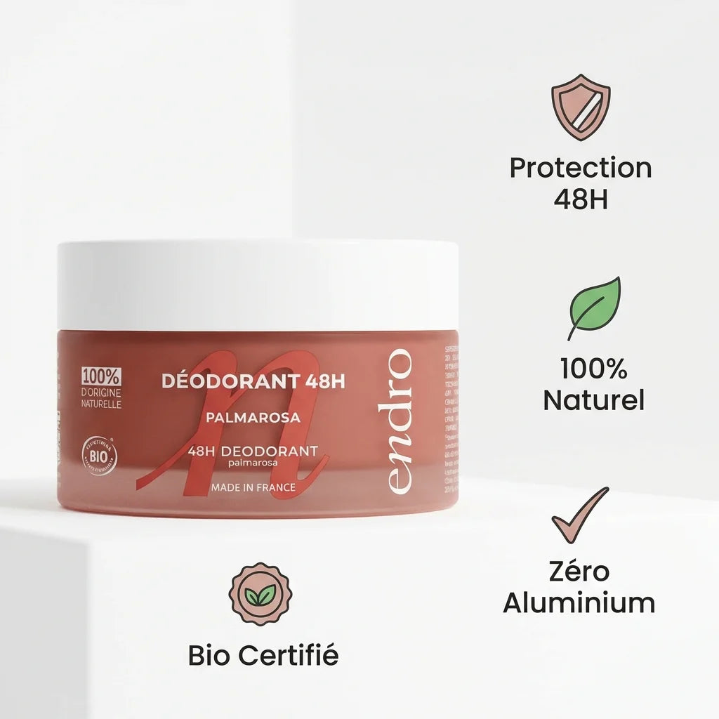 Déodorant solide Endro Palmarosa & Géranium - Protection 48h naturelle sans aluminium