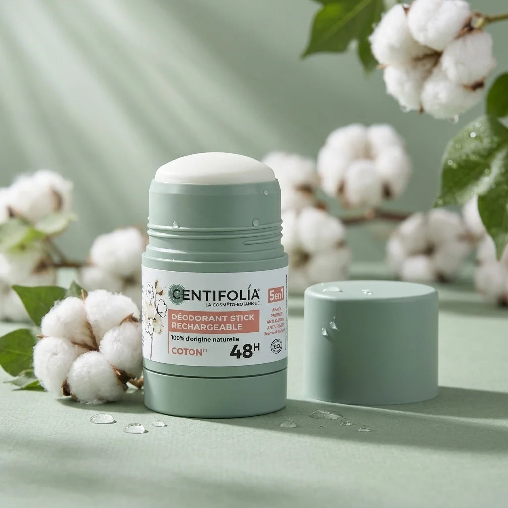 Déodorant stick rechargeable Centifolia coton 50g avec fleurs de coton fraîches