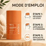 Déodorant stick rechargeable Endro Éclat de Soleil 50g avec guide d'utilisation en 3 étapes
