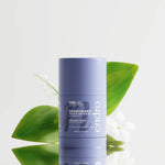 Déodorant stick Endro Pro-âge Ménopause avec feuilles vertes et fleurs blanches, pour illustrer son parfum floral et délicat.
