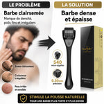 Dermaroller barbe 0,50mm noir - solution avant/après pour barbe dense et épaisse avec 540 microneedles