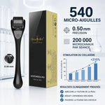Dermaroller barbe 0,50mm noir Ostar avec 540 micro-aiguilles et résultats cliniquement prouvés