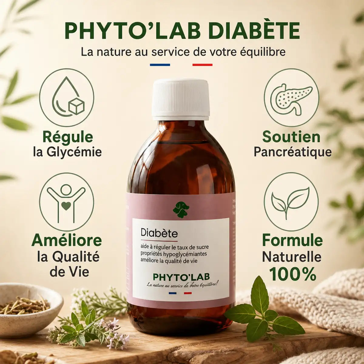 Complément naturel Diabète Phyto'Lab pour chiens et chats avec bénéfices santé