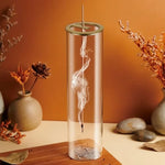 Diffuseur d'encens verre cylindrique design épuré avec fumée visible et accessoires zen