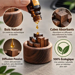 Diffuseur huiles essentielles bois cylindrique avec cubes absorbants et caractéristiques écologiques