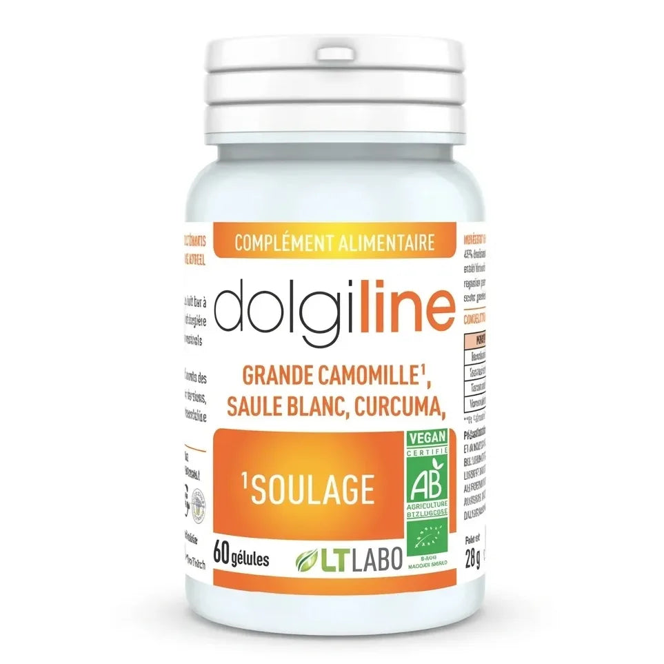 Dolgiline Bio 60 gélules LT Labo - Complément Grande Camomille, Saule Blanc, Curcuma