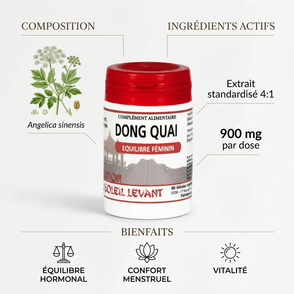 Dong Quai Angélique chinoise 60 gélules avec composition, ingrédients actifs et bienfaits