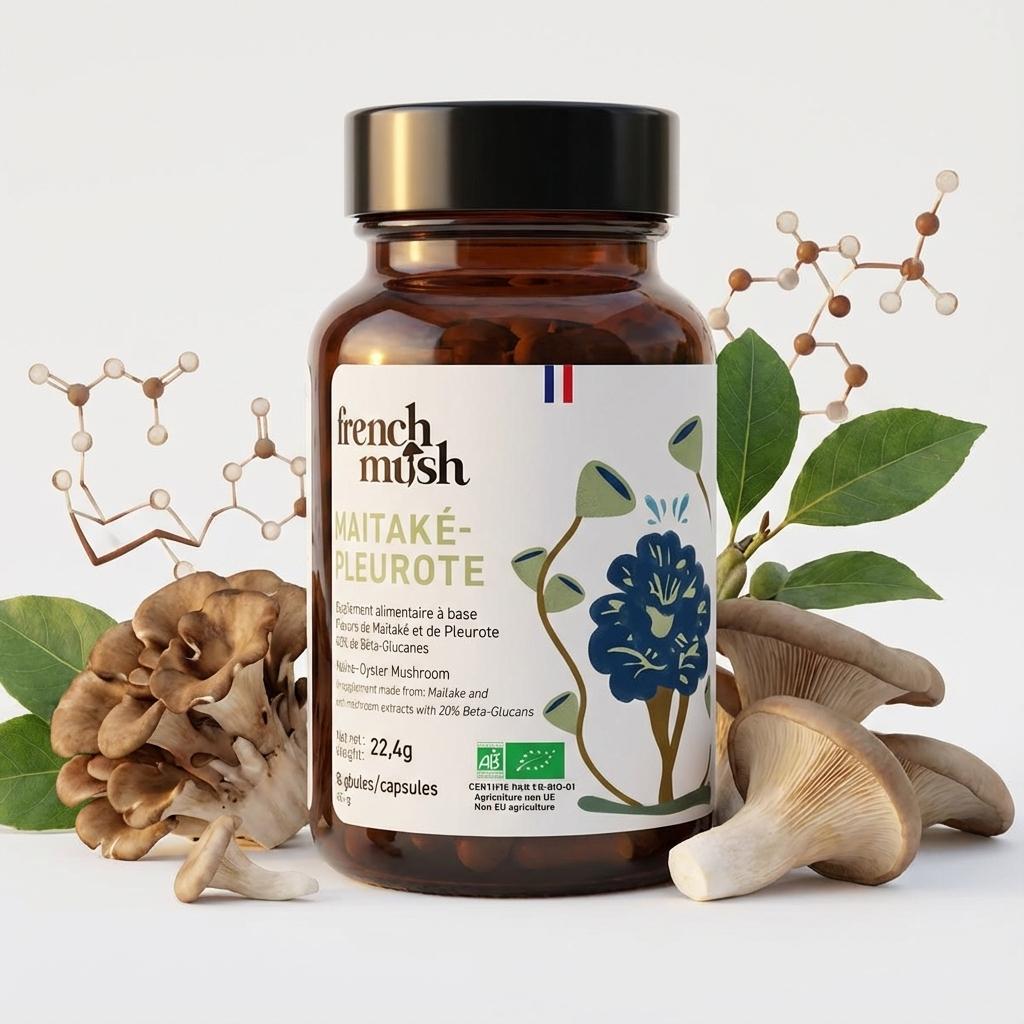Gélules Maïtaké Pleurote Bio French Mush avec champignons frais et ingrédients naturels