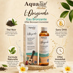 Aquatéal Eau Bronzante l'Originale avec ingrédients naturels et thé noir, effet immédiat sans DHA