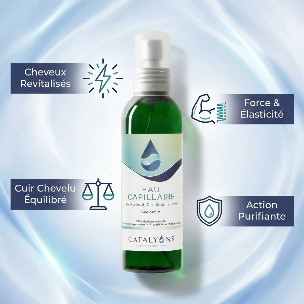 Eau capillaire Catalyons 150ml avec bénéfices cheveux revitalisés, cuir chevelu équilibré et action purifiante