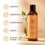 Eau Florale Oranger Bio Najel 200ml – Bouteille avec infographie bénéfices apaisante, régénérante, rafraîchissante