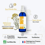 Eau Florale Hélichryse Bio 200ml Eolesens - Flacon spray verre bleu, propriétés apaisantes et régénérantes