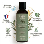 Eau tonique feuille olivier Najel 200ml bio avec infographie bénéfices nettoyage doux peaux délicates