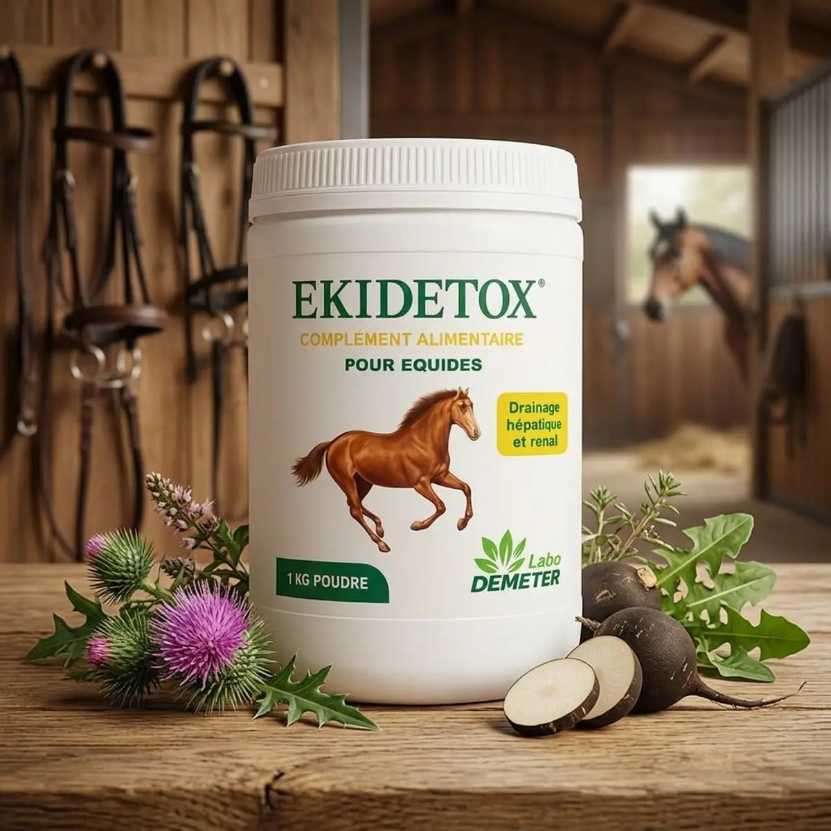 EKIDETOX draineur naturel 1kg pour foie et reins chevaux avec herbes détox