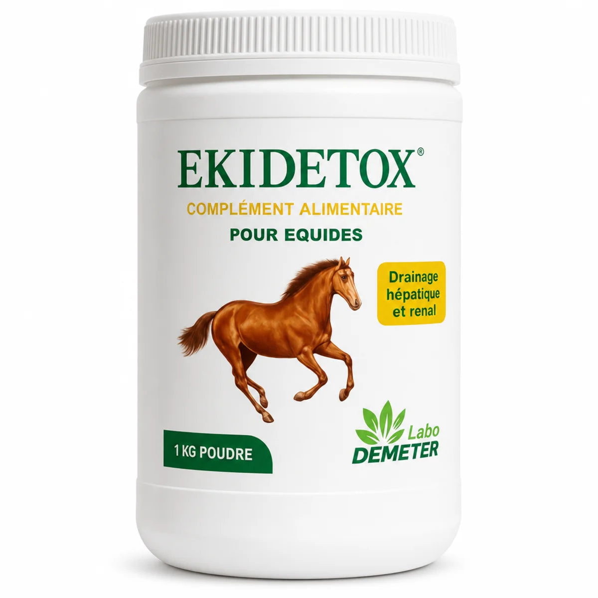 EKIDETOX draineur naturel foie reins chevaux pot 1kg poudre Labo Demeter