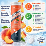 Hydrafresh Pêche pastilles effervescentes électrolytes vitamines B et C hydratation optimale