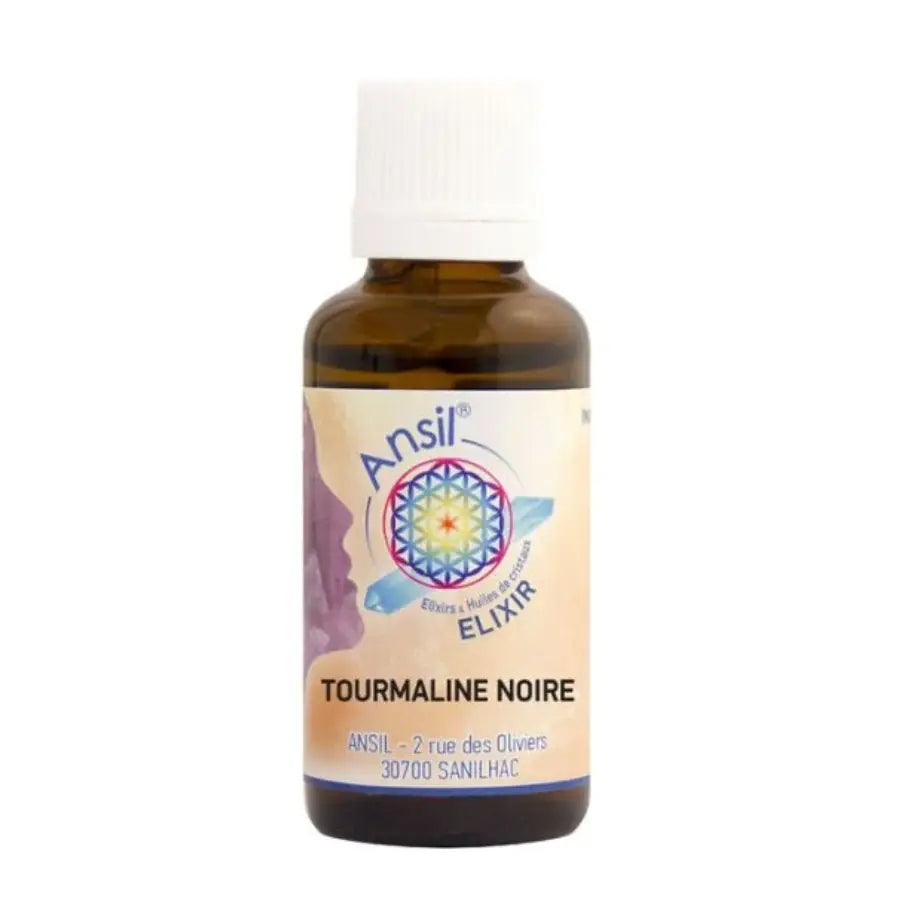 Flacon de 30ml d'élixir de cristal Tourmaline Noire de la marque Ansil