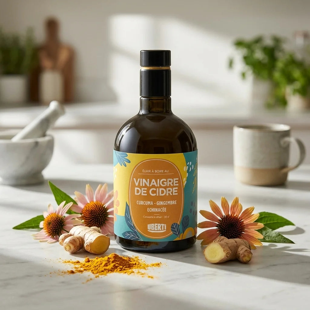 Elixir Detox bio Uberti curcuma gingembre échinacée 50cl avec ingrédients naturels