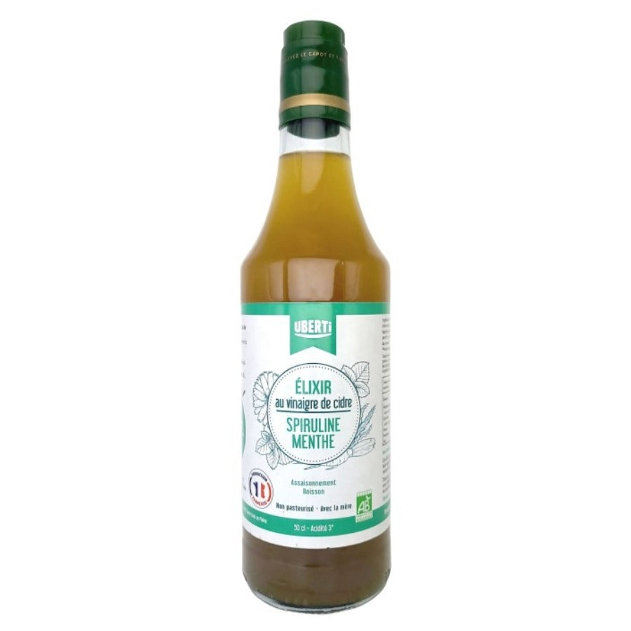 Elixir Detox bio - Vinaigre de cidre, Menthe & Spiruline - 50cl - Uberti