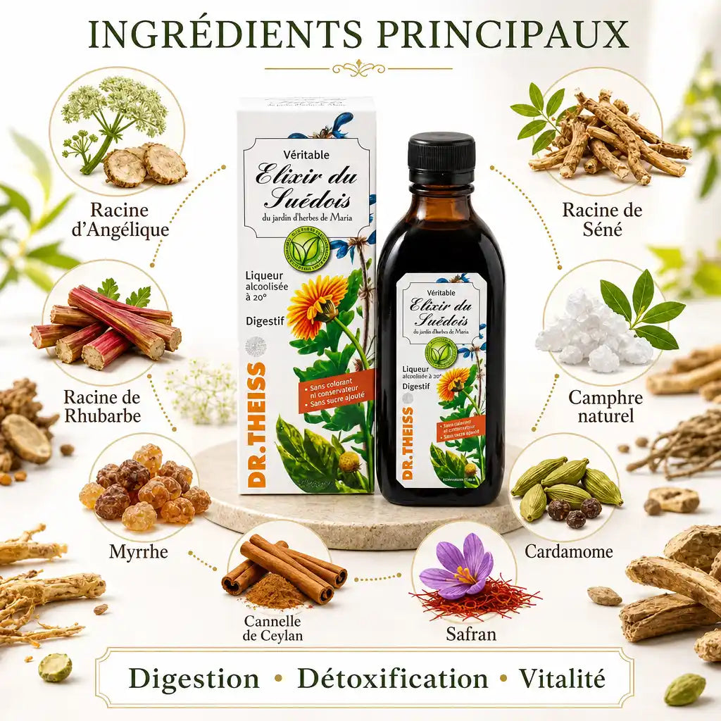Elixir du Suédois 20° Dr. Theiss 200ml avec ingrédients naturels pour digestion et vitalité