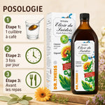 Elixir du Suédois 350ml Dr. Theiss avec guide posologie: 1 cuillère à café, 3 fois par jour avant repas