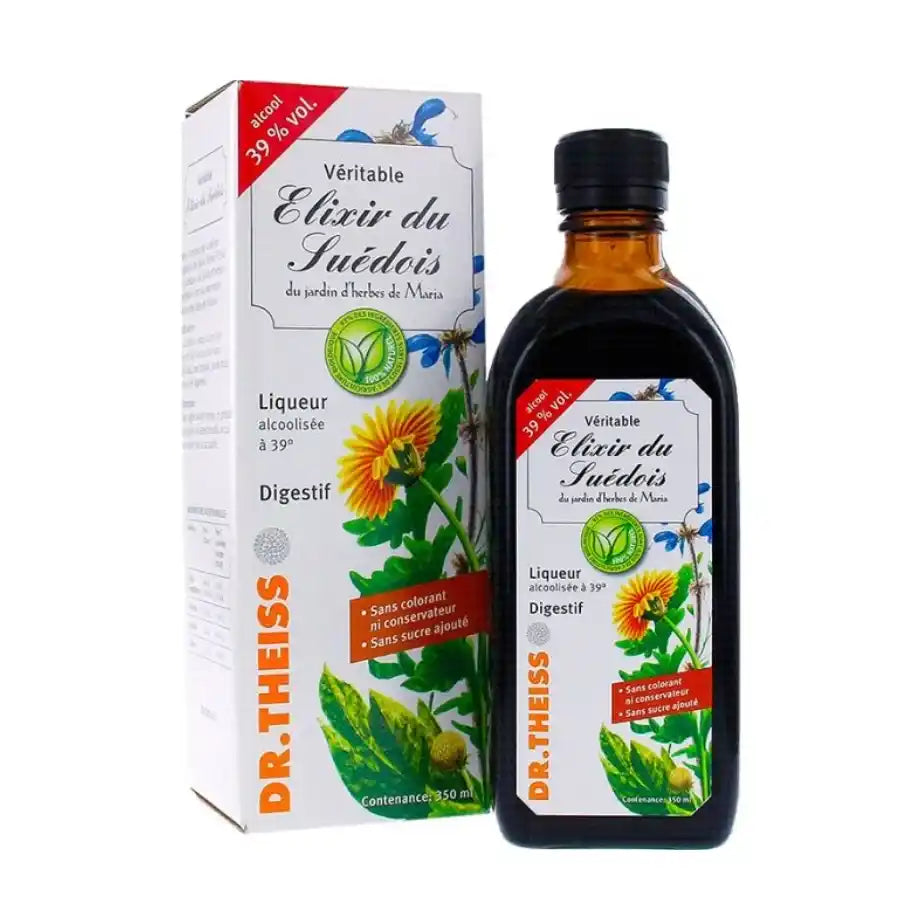 Un flacon de 350ml de l'Elixir du Suédois de la marque Dr. Theiss