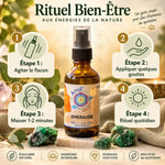 Huile de cristal Emeraude Ansil 50ml avec guide d'utilisation en 4 étapes et pierres vertes