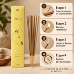 Encens Bois de Santal 10 bâtons avec guide d'utilisation en 4 étapes
